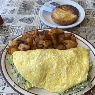 Avocado cheese mushroom sprout omelette