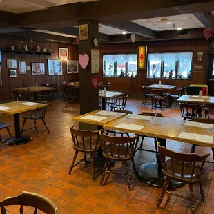 tables and chairs in a restaurant
