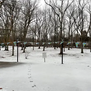 a snow covered park