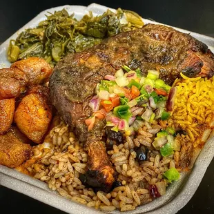 #2. 1/4 Jerk Chicken Leg with 2 Sides $17