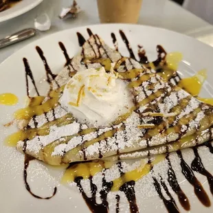 Lemon curd Nutella crepe with candied lemon or was so good!