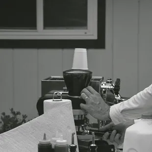 Barista making a delicious shot of espresso