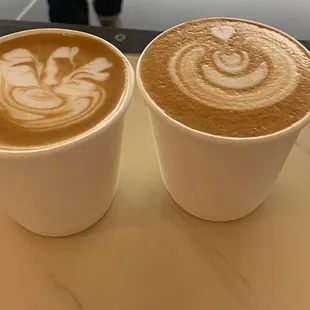 Ordered two lattes and they came with beautiful latte art!