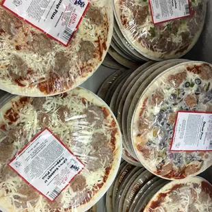 Homemade frozen pizzas