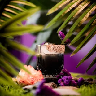 Lily of the Valley -- Bumbu rum, local espresso, matcha, brown butter, hazel nut, nasturtium shortbread.