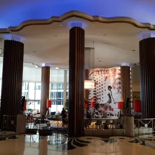 the interior of a hotel