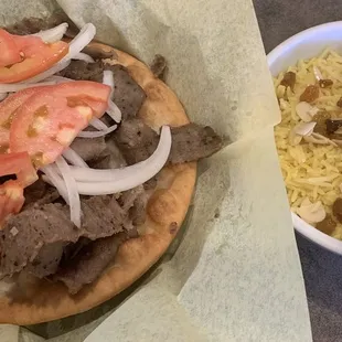 Gyro lunch special with rice