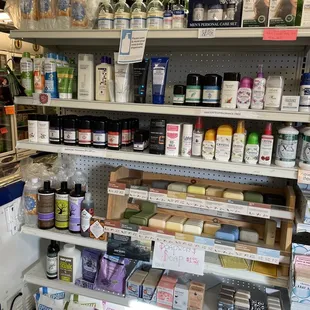 a variety of products on shelves