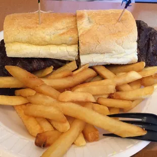 Skirt steak sandwich.