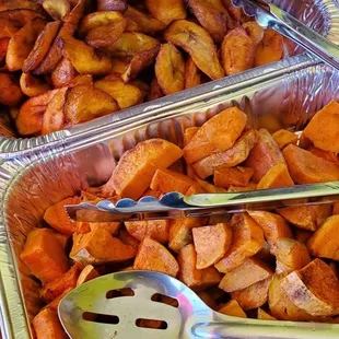 Fried plantains and sweet potatoes-Sunday buffet