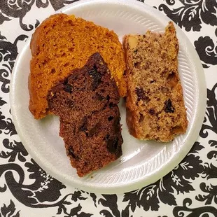 All 3 breads on the Sunday buffet-zucchini, pumpkin, fruit