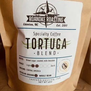 12 oz locally roasted bags and larger for sale at this wonderful Coffee Shop