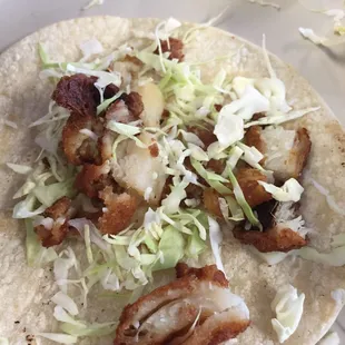 After picking off most of the shredded cabbage it looks like one chopped up breaded fish stick.