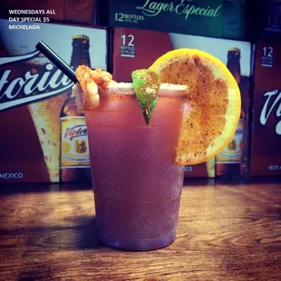 $5 micheladas 16oz on wednesday