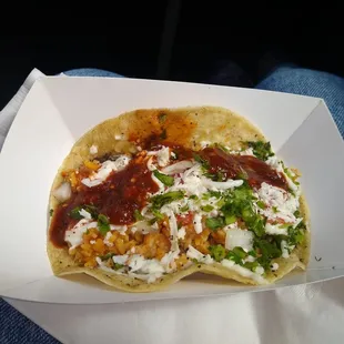 Beans and rice taco.