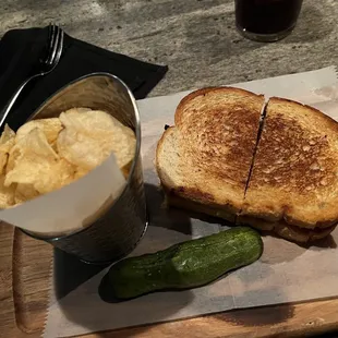 &quot;The&quot; Grilled Cheese add Bacon with Chips