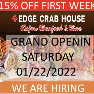 the grand opening saturday, 01 / 22 / 22