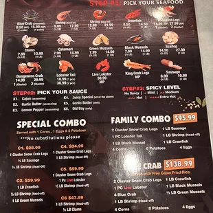 menu for seafood boil time