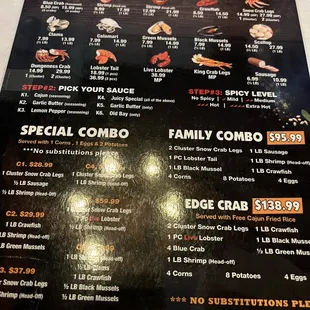 menu for seafood boil time