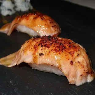 The Torched Salmon Nigiri was made with Tamari Glaze &amp; EDGE &quot;Steak&quot; Spice - incredible.