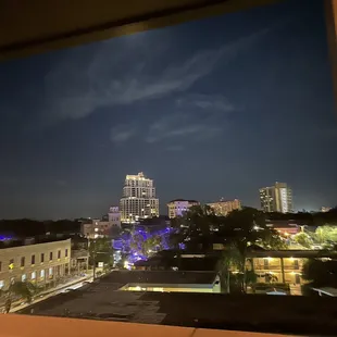 a view of a city at night