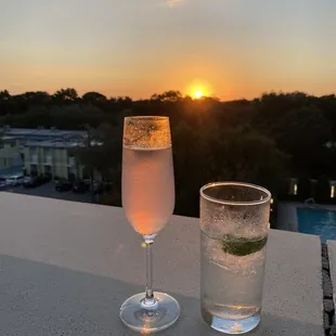 Drink with sunset view