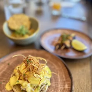 two plates of food on a table