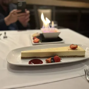Cheesecake and crème brûlée