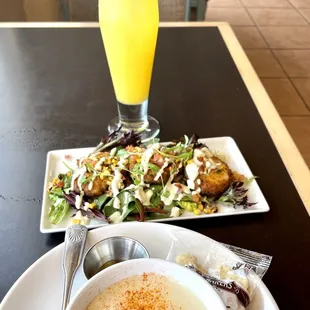 My Lunch of my Rum Runner Drink, Crab Soup &amp; Crab Cakes