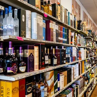 shelves of liquor in a liquor store