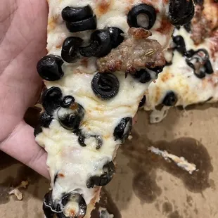 Slice of sausage and olive