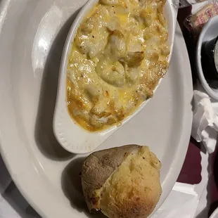 Crab imperial with stuffed baked potato