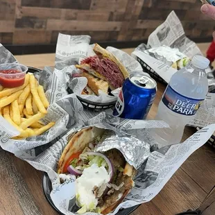 Corn beef, Gyro and fries!