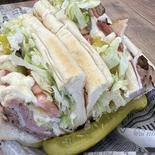 The Edgewater Turkey, ham, bacon, provolone and Edgewater sauce (garlic aioli). Killer sandwich
