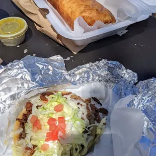 Al pastor sopes and chimichanga