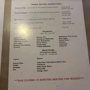 menu