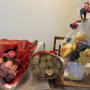 a variety of fruits and flowers