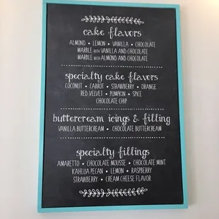 Types of cake by the slice, flavors etc