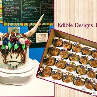 Highland cow and cupcakes