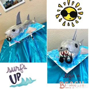 50th shark theme cake