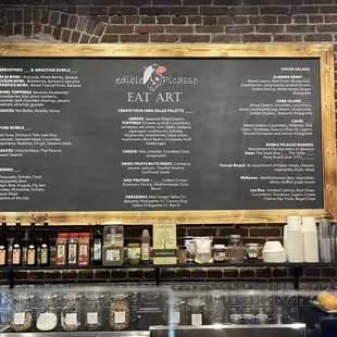 a menu on a blackboard