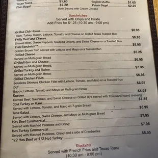The "American" menu as of 11/12/18 part 2