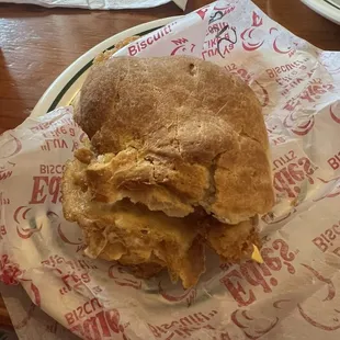 Shrimp egg and cheese biscuit