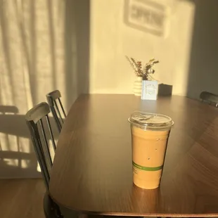 a coffee cup on a table