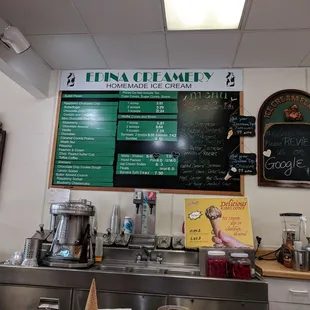 a menu on the wall