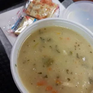 Chicken pot pie soup. Bowl