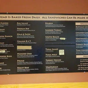 menu