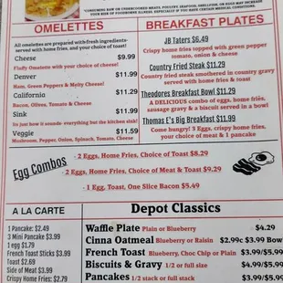 Breakfast menu