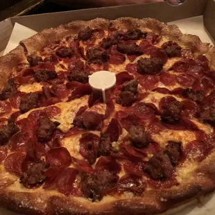 Sausage and pepperoni pizza