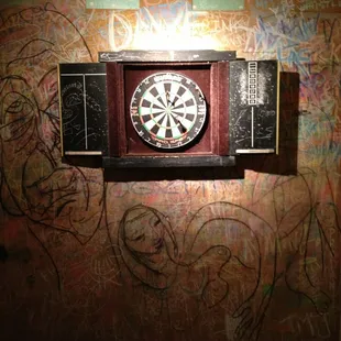 interesting art work on dart wall
